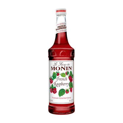 Monin - French Raspberry Syrup, Sweet and Tart Raspberry Flavor, Great for Hot Lattes, Cocoas, Mochas, & Iced Cocktails, Gluten-Free, Vegan, Non-GMO (750 ml) - Case 1