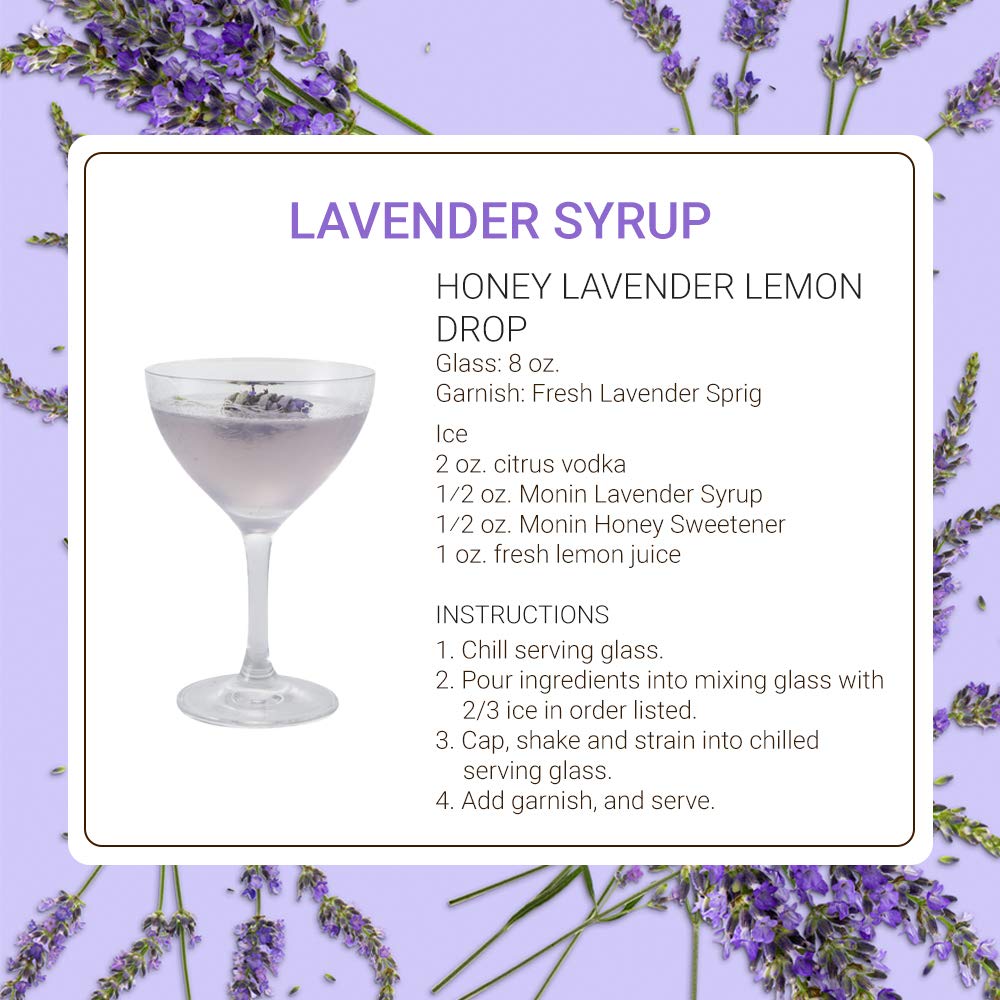 Monin - Lavender Syrup, Aromatic and Floral, Natural Flavors, Great for Cocktails, Lemonades, and Sodas, Non-GMO, Gluten-Free (1 Liter) - Case 1