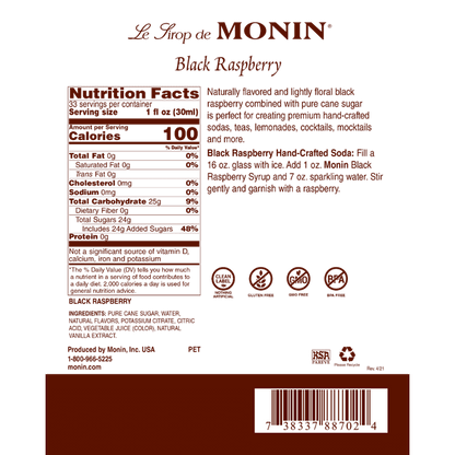 Monin - Black Raspberry Syrup (1 Liter) - Case 1