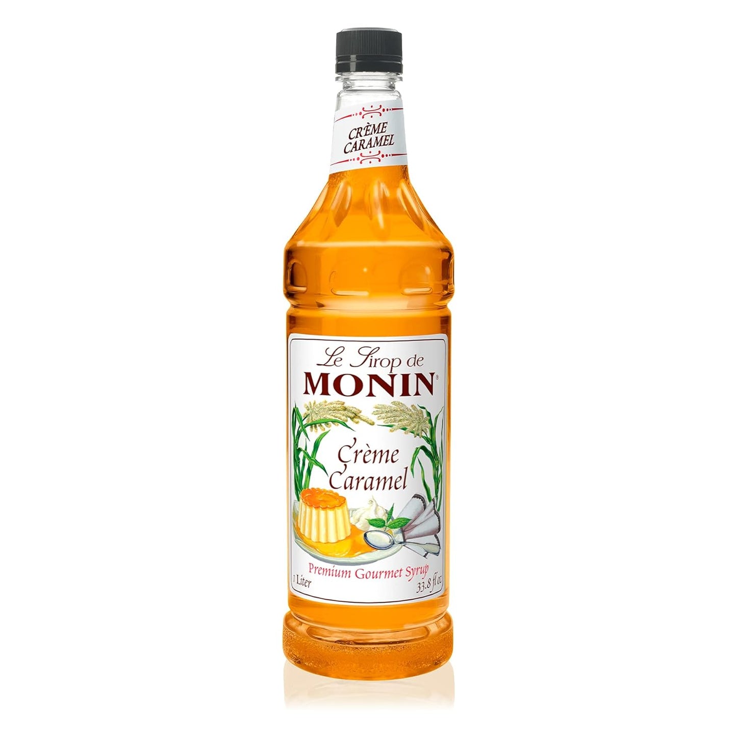 Monin Flavored Syrup, Crème Caramel, 33.8-Ounce Plastic Bottle (1 Liter)- Case 1