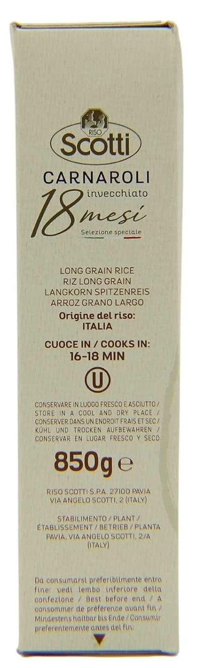 Premium Carnaroli Rice, aged for 18 months, 1.87 lbs (850g) product of Italy, chef selected, gluten free, non gmo, vacuumed packed, Riso Scotti - Case 1