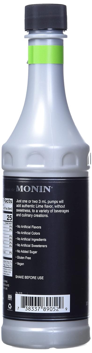 Monin - Lime Concentrate - No Sugar Added - Gluten Free - Vegan | 12.68 oz (375 ml) - Case 1