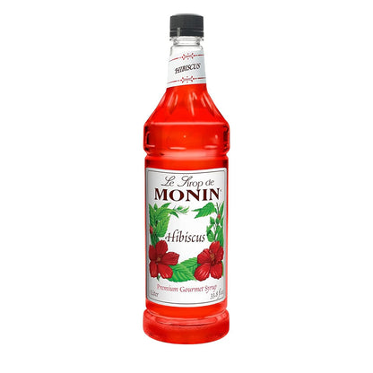 Monin - Hibiscus Syrup, Unique Floral Flavor, Great for Cocktails, Teas, & Lemonades, Gluten-Free, Non-GMO (1 Liter) - Case 1