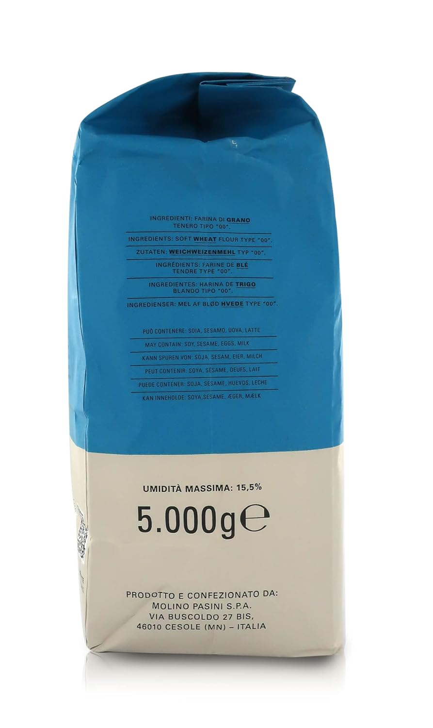 Molino Pasini Wheat Flour Type "00" All Purpose, Suitable for all Uses, 5 Kg / 11 Lb - 1 Case