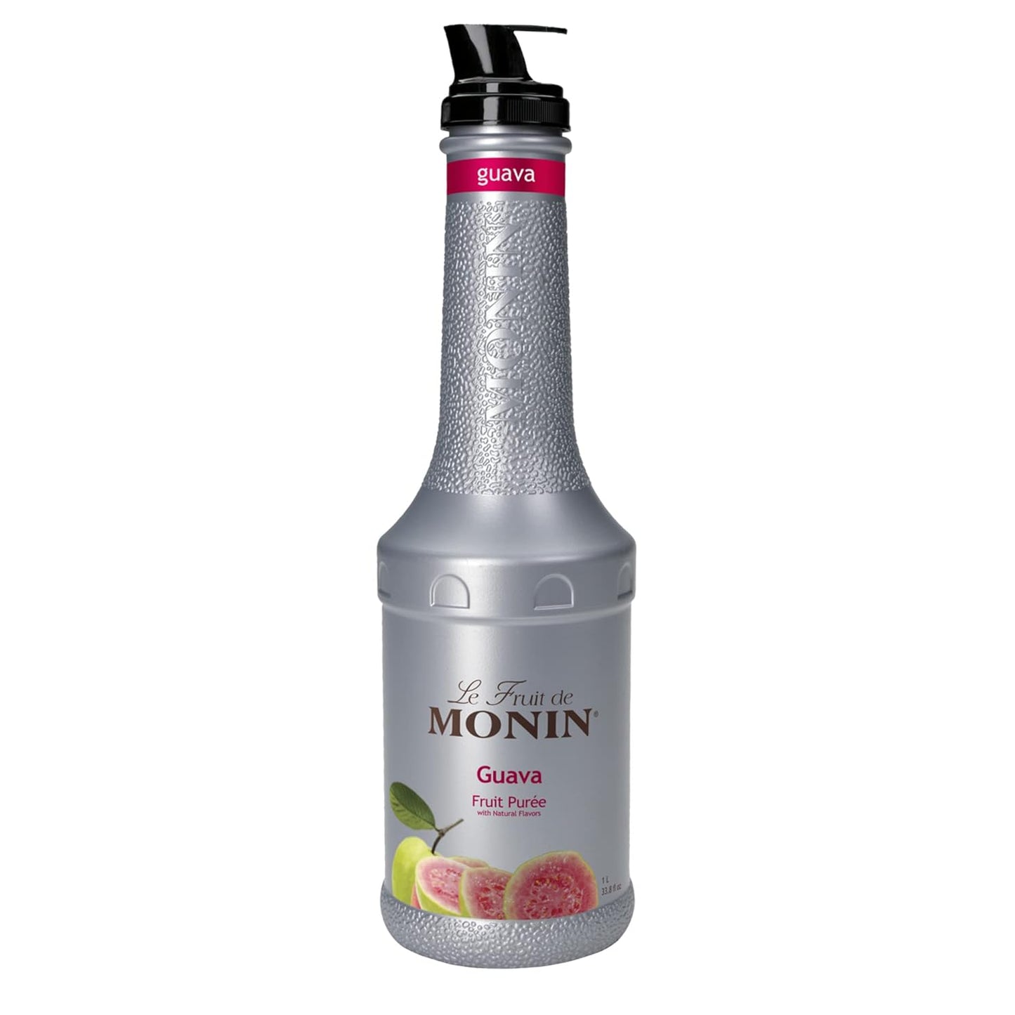 Monin - Guava Fruit Purée, Juicy Guava Taste, Perfect for Lemonades, Teas, Cocktails, Mocktails, Culinary Dishes & More, Vegan, Non-GMO, Gluten-Free (1 Liter) - Case 1