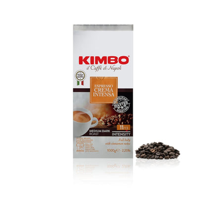 Kimbo Espresso Crema Intensa Whole Bean Coffee - Blended and Roasted in Italy - Medium to Dark Roast with a Full Body Cinnamon Flavor - 2.2 lbs Bag - 1 Case