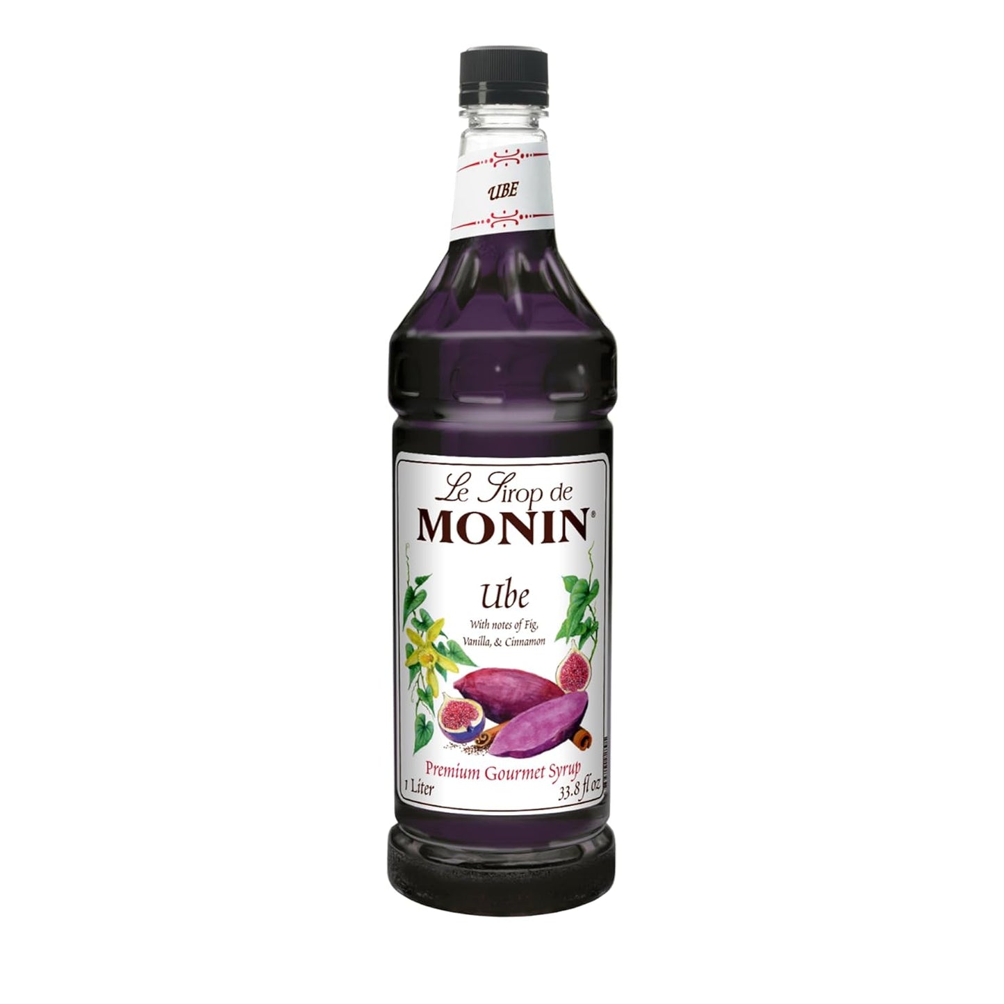 Monin - Ube Blend Syrup, Savory & Sweet, Blended With Notes of Fig, Cinnamon & Vanilla, Great for Lemonades, Boba Tea, & Coffee, Dairy-Free, No Artificial Sweeteners, Gluten-Free (Plastic, 1 Liter) - Case 1