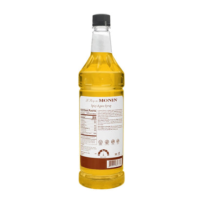 Monin - Spicy Agave Sweetener, Made with Organic Agave Nectar, Great for Margaritas, Ranch Waters, Lemonades, & Specialty Cocktails, No Artificial Ingredients, Gluten-Free, Non-GMO (1 Liter) - Case 1