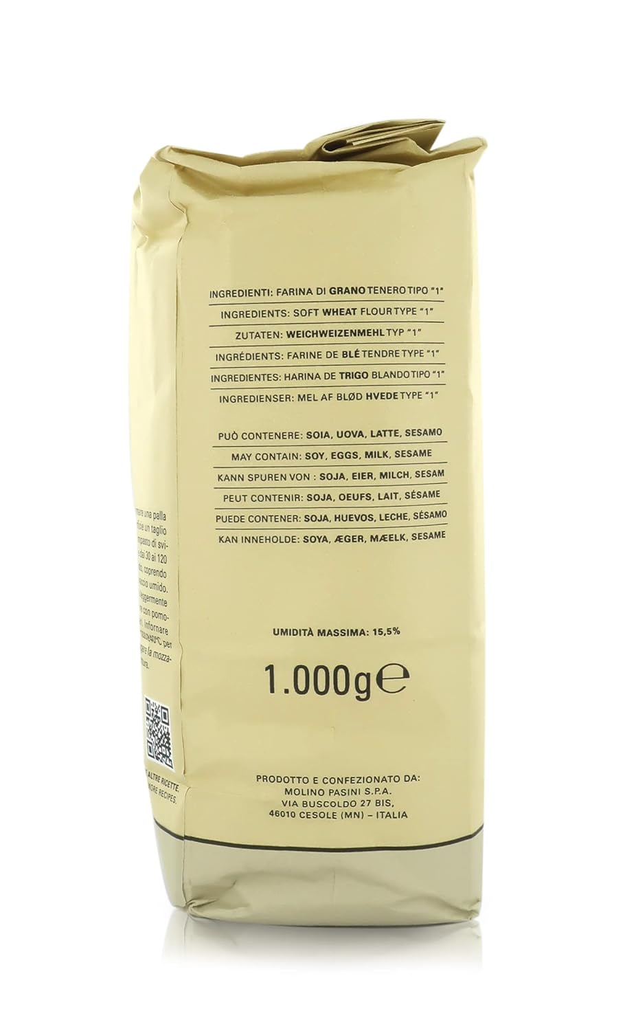 Molino Pasini Soft Wheat Flour Type "1", "Primitiva", 1 Kg / 2.20 Lb - 1 Case