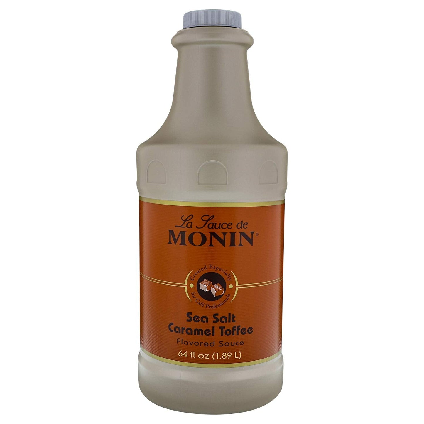 Monin - Sea Salt Caramel Toffee, Rich & Buttery Flavor with Creamy Caramel Notes, Great for Coffee, Milkshakes, & Dessert Cocktails (64 oz) - Case 1