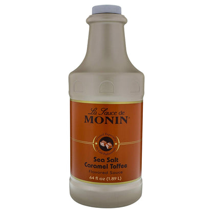 Monin - Sea Salt Caramel Toffee, Rich & Buttery Flavor with Creamy Caramel Notes, Great for Coffee, Milkshakes, & Dessert Cocktails (64 oz) - Case 1