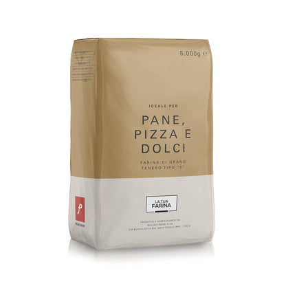 Molino Pasini Soft Wheat Flour Type "0", Ideal for Pizza, Bread and Pastries, 5 Kg / 11 Lb - 1 Case