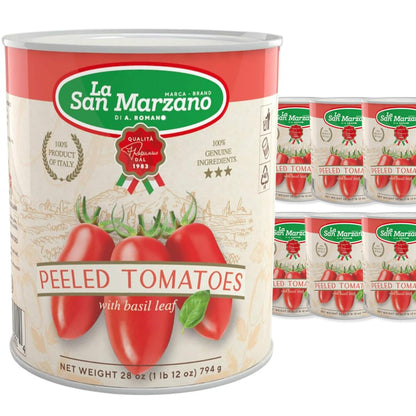 La San Marzano, Italian Whole Peeled Tomatoes in Puree with Basil, non- dop, Packed in San Marzano, Product of Italy, 28 Oz can, Packed in San Marzano region of Italy by La Regina - 1 Case