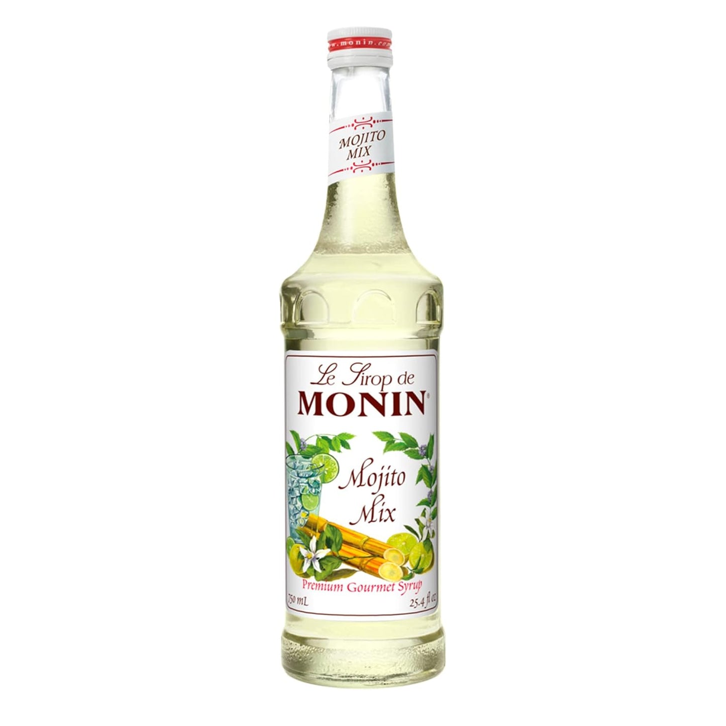 Monin - Mojito Mix Syrup, Sweet Herbal Mint Flavor, Great for Frozen Cocktails, Mocktails, & Delicious Desserts, Gluten-Free, Vegan, Non-GMO (750 ml) - Case 1