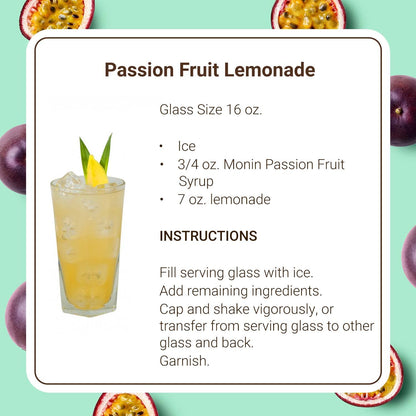 Monin - Passion Fruit Syrup, Sweet Tropical Flavors, Great for Teas, Sodas, & Cocktails, Natural Flavors, No Artificial Sweeteners or Ingredients, Gluten-Free, Vegan, Non-GMO, Clean Label (750ml) - Case 1