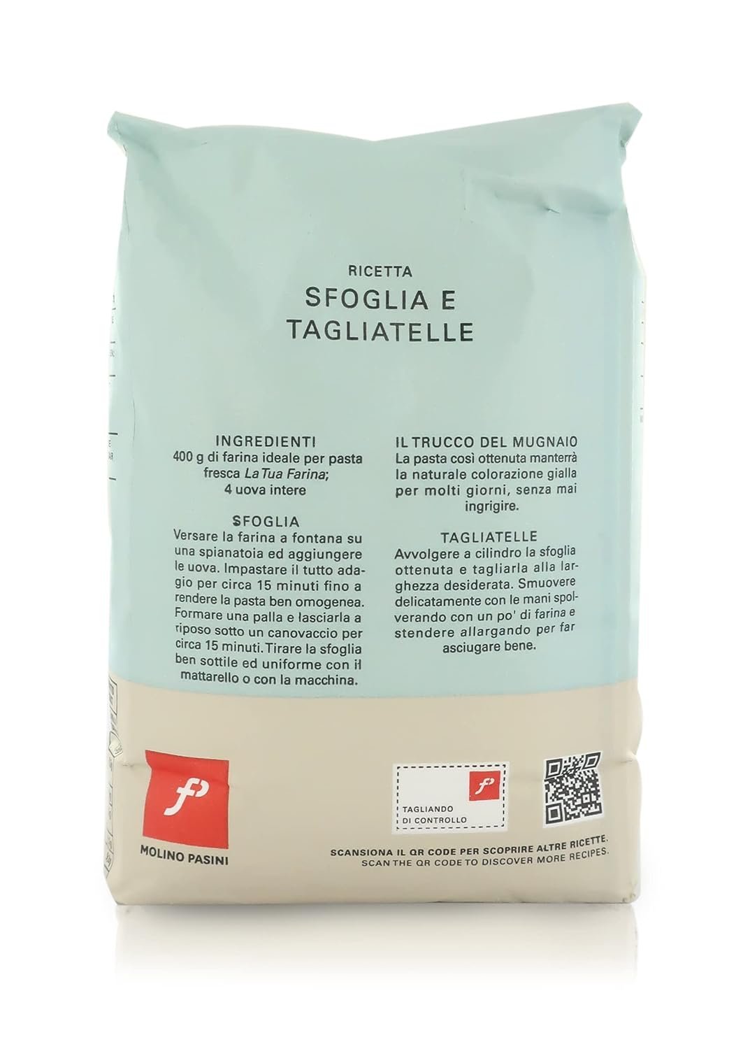 Molino Pasini Soft Wheat Flour Type "00" Ideal for Homemade Pasta, Wheat from Italy, 1 Kg / 2.20 Lb - 1 Case