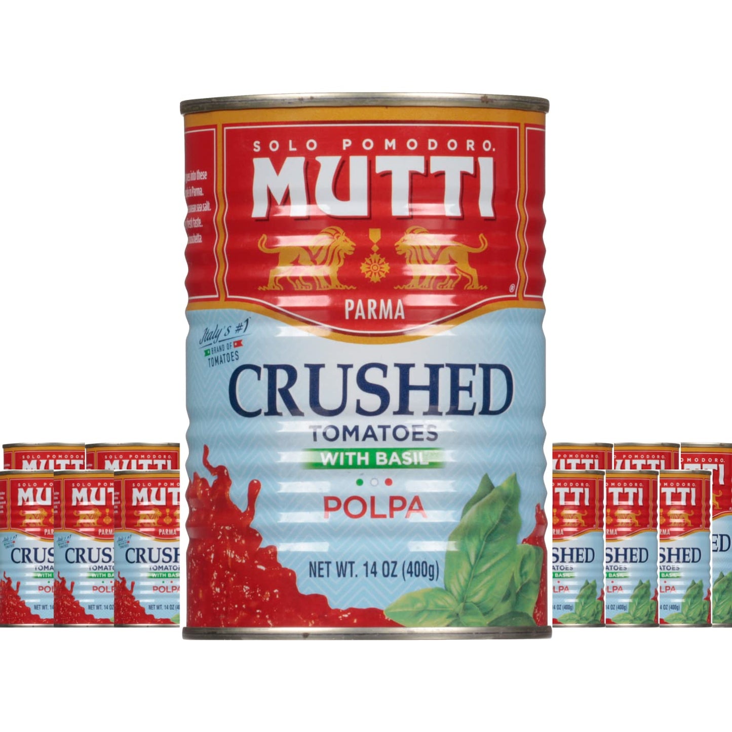 Mutti Finely Chopped / Crushed Tomatoes with Basil (Polpa), 14 oz. | Italy’s #1 Brand of Tomatoes | Canned Tomatoes for Cooking | Vegan Friendly & Gluten Free | No Additives or Preservatives - 1 Case