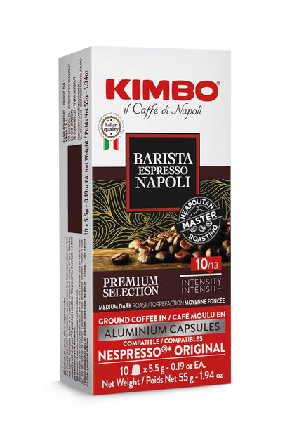 Kimbo 10 Count Napoli Capsules in Aluminium - Smooth & Rich Italian Roast for Nespresso - 1 Case