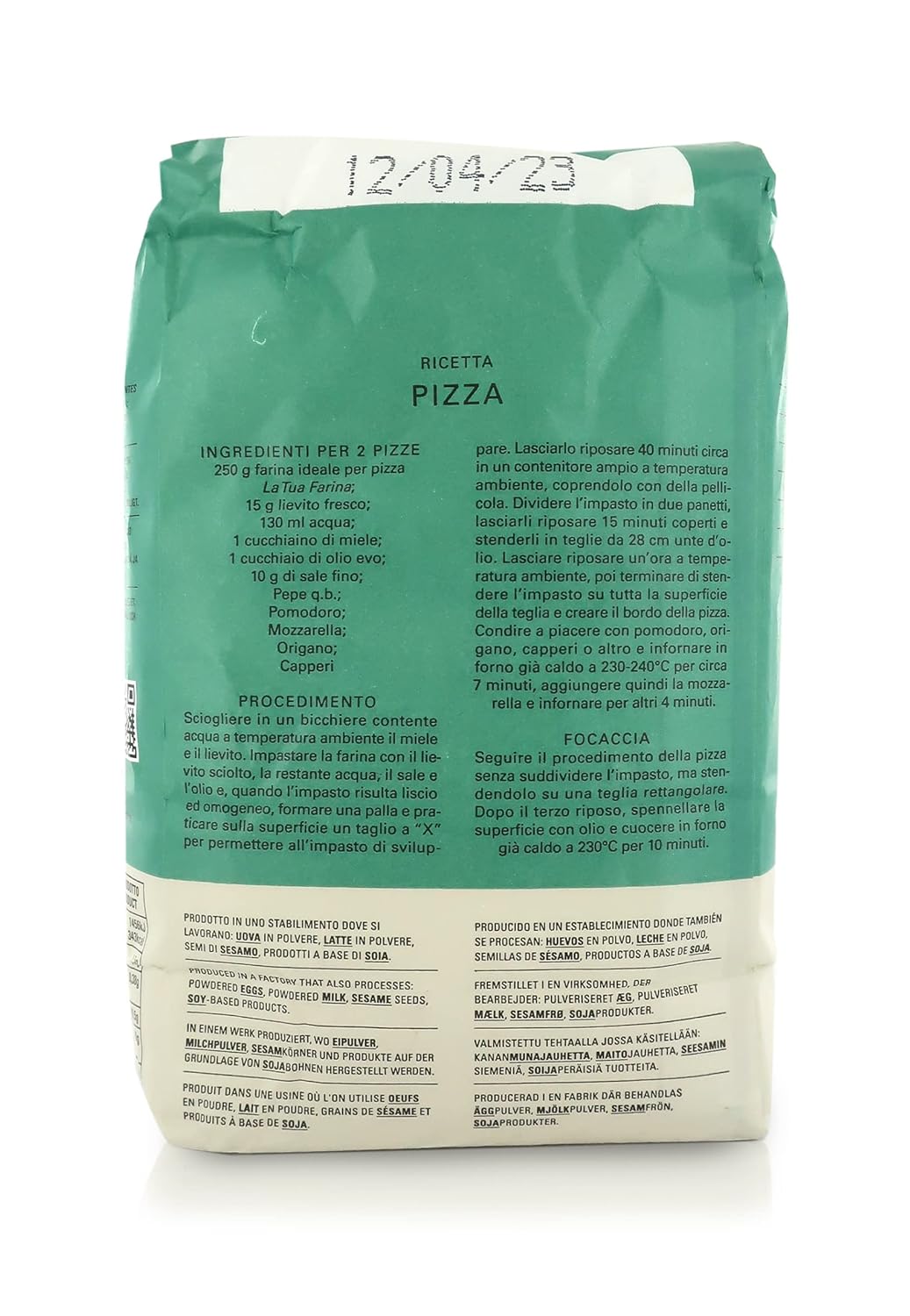 Molino Pasini Soft Wheat Flour Type "0" Ideal for Pizza, Origin: Italy, 1 Kg / 2.20 Lb - 1 Case