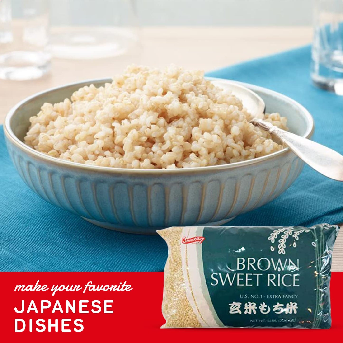 Shirakiku Sweet Brown Rice - Short Grain Japanese Rice with Low Calories and Dietary Fiber - Perfect for Authentic Asian Cuisine | Risotto, Rice Pudding, and Sushi | 5-Pound - Case 1