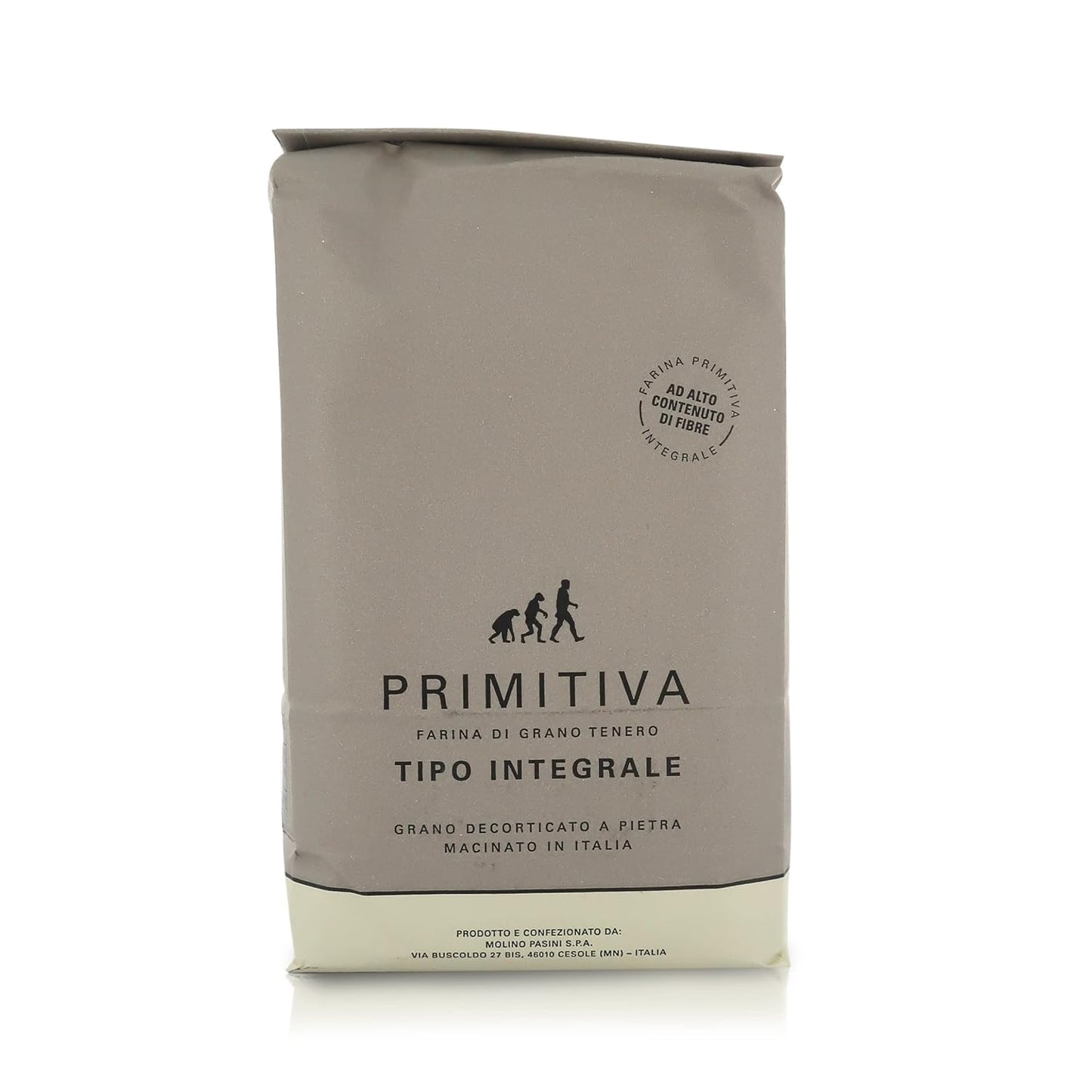 Molino Pasini "Primitiva" Wholemeal Flour, Flour Obtained by Whole Grinding, 1 Kg / 2.20 Lb - 1 Case