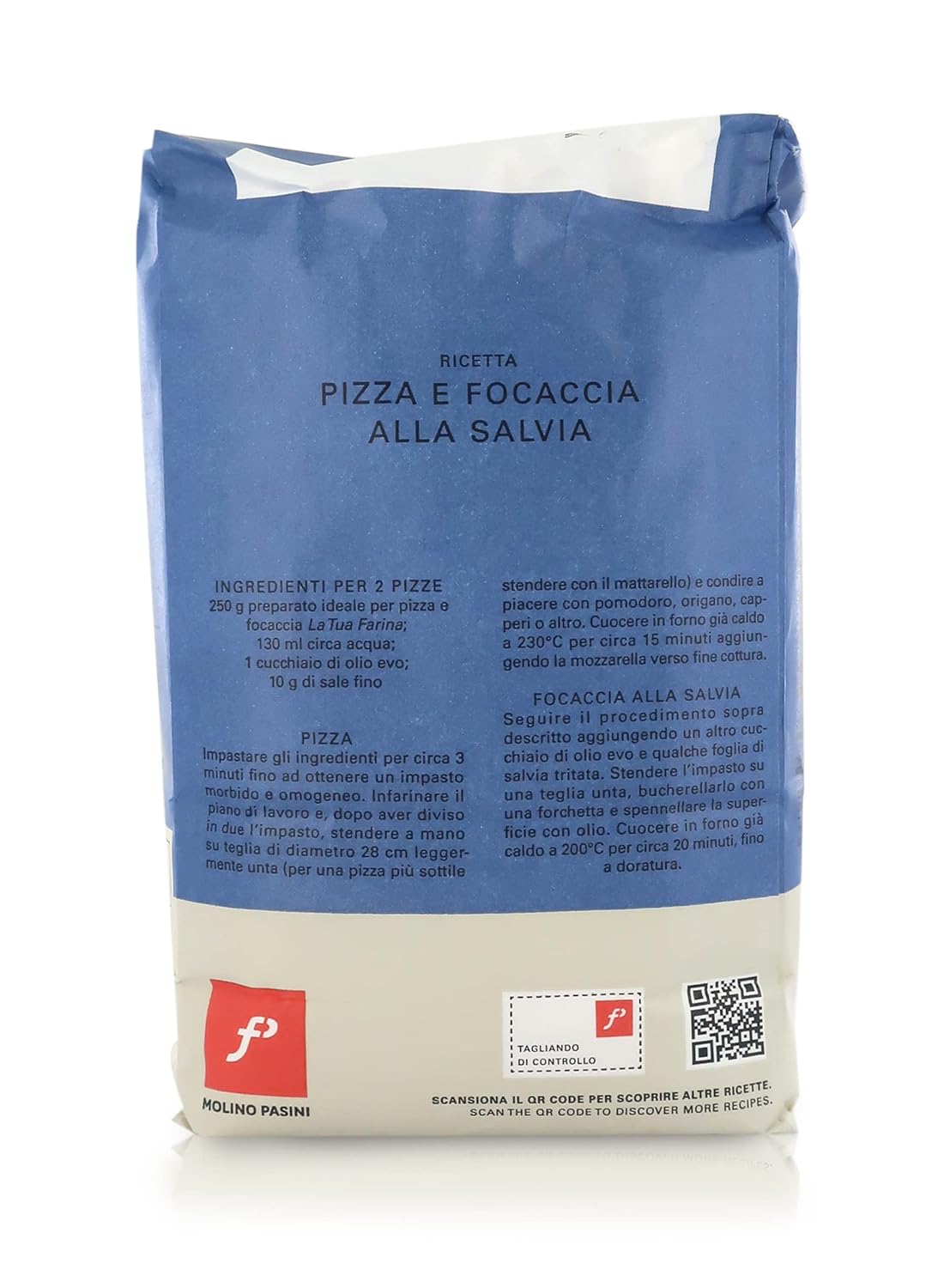 Molino Pasini Soft Wheat Flour Type "0" Ideal for Pizza and Focaccia with Yeast, Wheat from EU, 1 Kg / 2.20 Lb - 1 Case