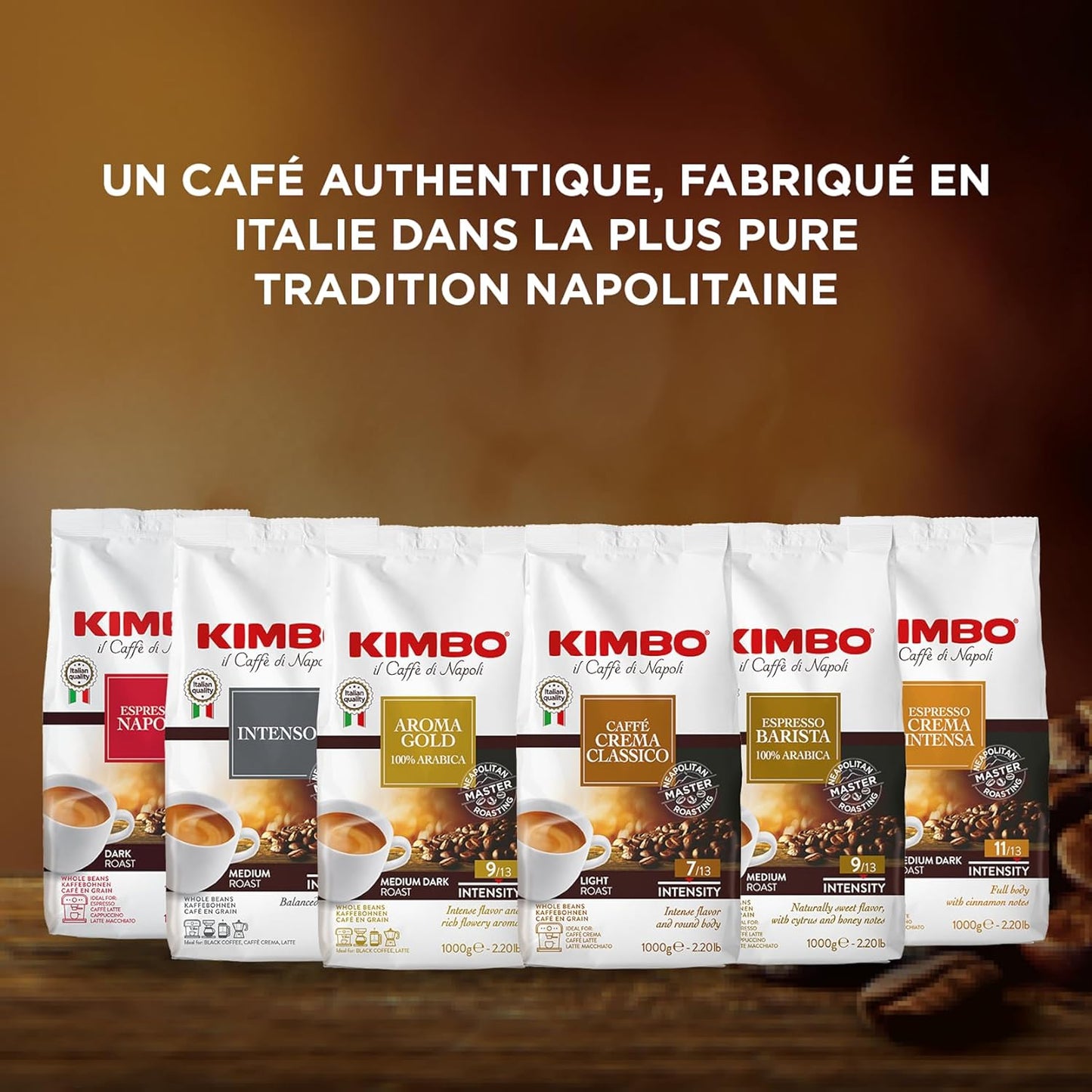 Kimbo Roasted Coffee Beans (Aroma Gold, 2.2 Pounds) - 1 Case