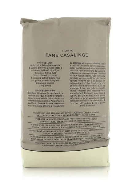 Molino Pasini "Primitiva" Wholemeal Flour, Flour Obtained by Whole Grinding, 1 Kg / 2.20 Lb - 1 Case