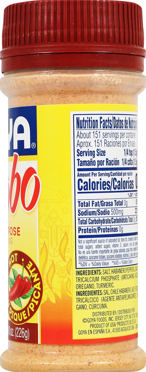 Goya Adobo All Purpose Seasoning Hot, 8 Ounce - Case 1