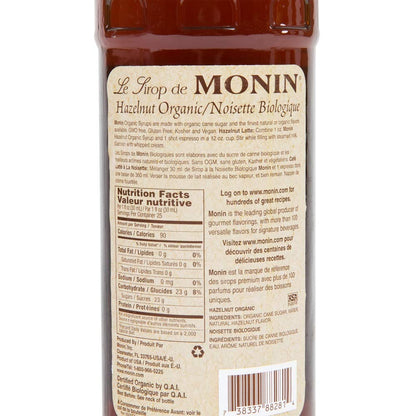 Monin - Organic Hazelnut Syrup, Nutty Taste of Caramelized Hazelnut, Natural Flavors, Great for Mochas, Lattes, Smoothies, Shakes, and Cocktails, Non-GMO, Gluten-Free (750 ml) - Case 1