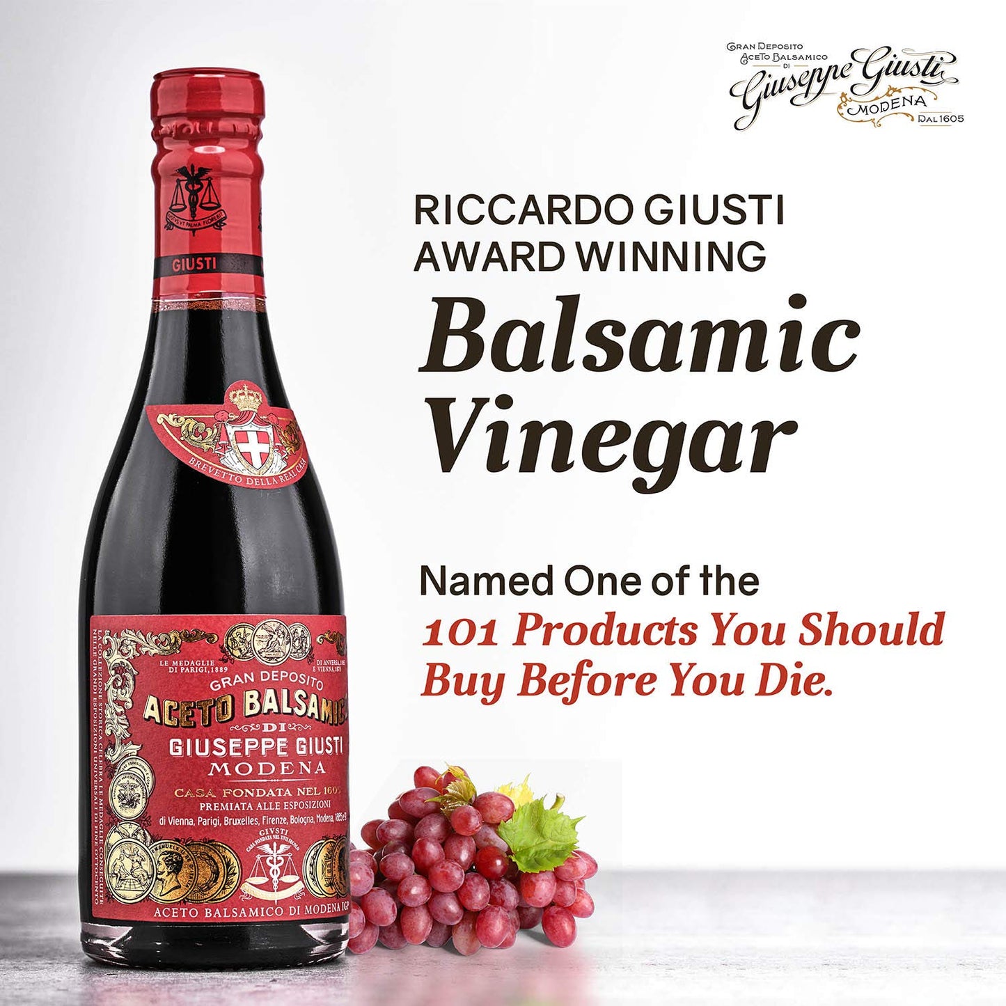 Giuseppe Giusti Gran Deposito Aceto Balsamico Di Modena 3 Gold Medals ""Riccardo Giusti"" - Champagnotta - 250 ml - 1 Case