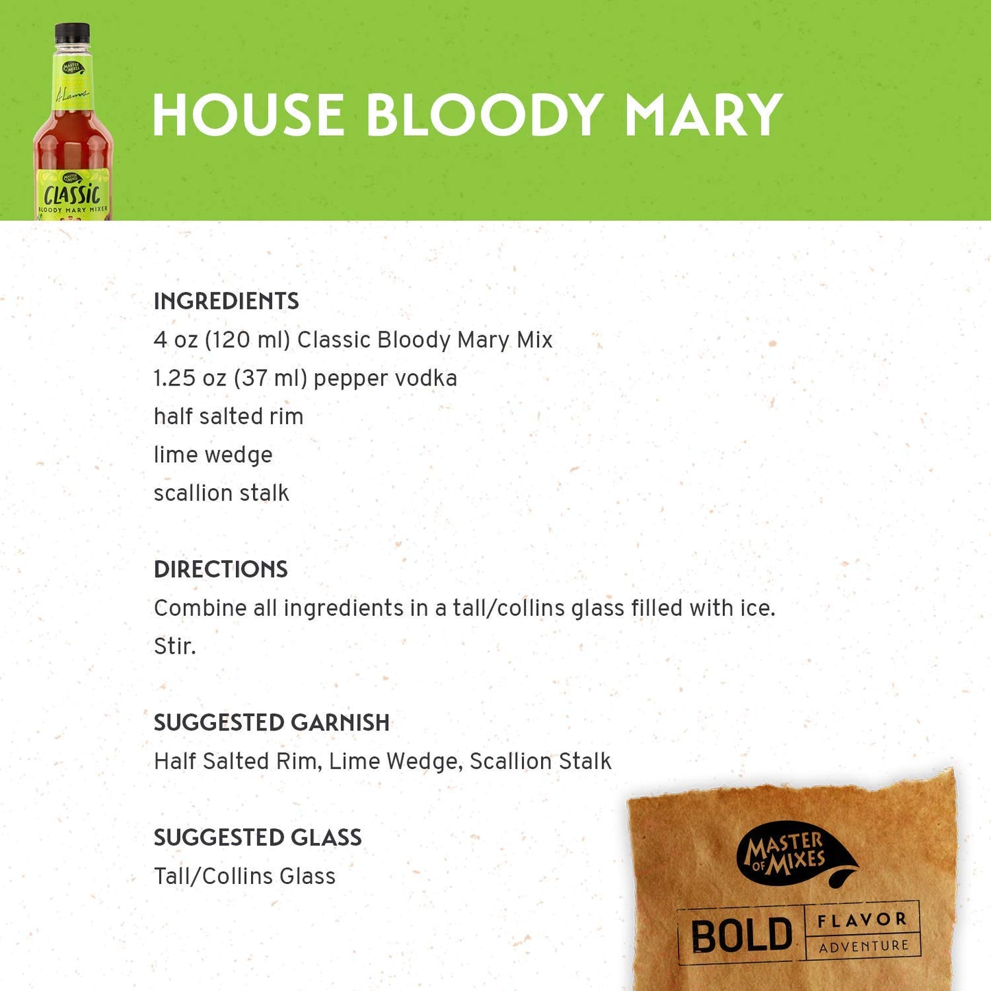 Master of Mixes Classic Bloody Mary Drink Mix, Ready to Use, 1.75 Liter Bottle (59.2 Fl Oz) - Case 1