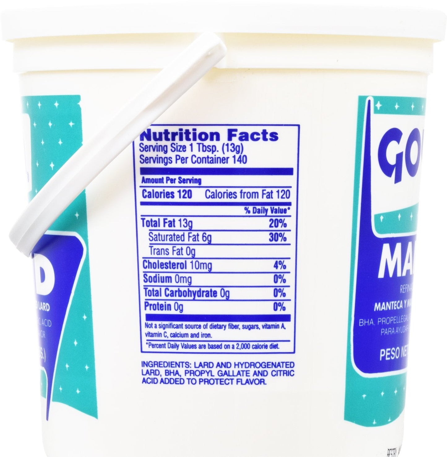 Goya Foods Refined Lard, 4 Pound Tub - Case 1