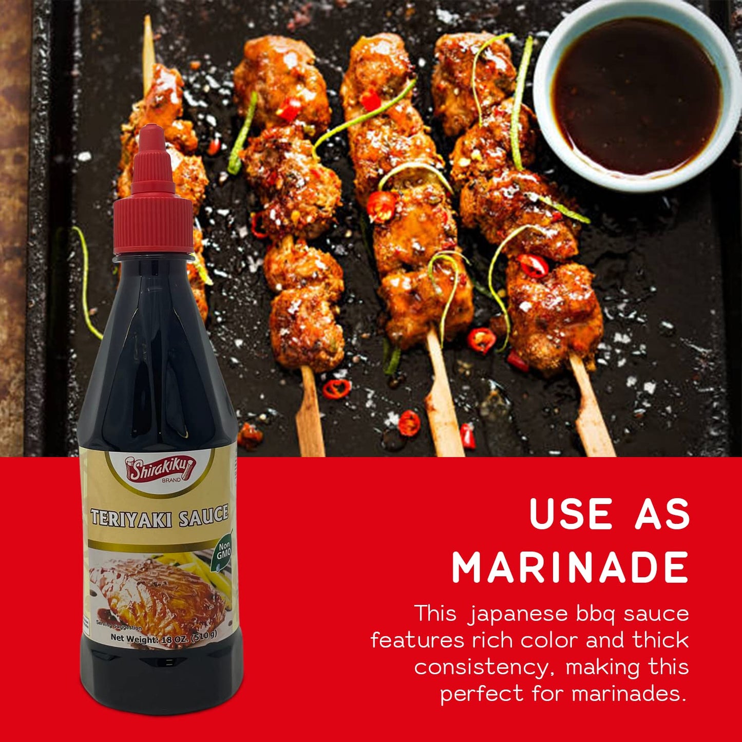 Shirakiku Japanese Teriyaki Sauce | 𝐒𝐰𝐞𝐞𝐭 & 𝐓𝐚𝐧𝐠𝐲 Non-GMO Barbecue Sauce for Stir Fry, Tofu, and Fish | Perfect for Authentic Asian Cuisine, Squeezable bottle - 18 OZ Case 1