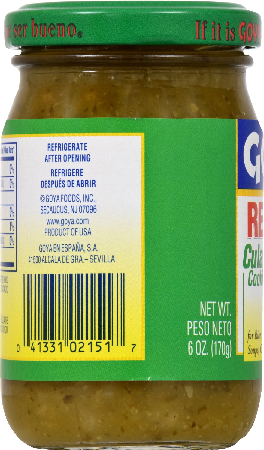 Recaito Culantro Cooking Base by Goya, Cilantro Cooking Base with Onions, Garlic, and Green Bell Peppers, Latino Seasoning for Rice, Beans, Soups, Chili, Stews, and Sauces, 6oz Jar - Case 1