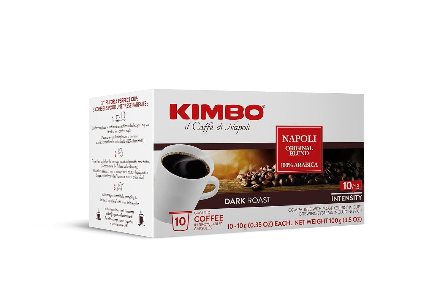 Kimbo Espresso Napoli Keurig K-CUPs, Blended and Roasted in Italy - Dark Roast - 1 Case