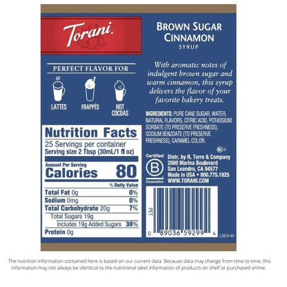 Torani Brown Sugar Cinnamon Syrup, 750 ml - 1 Case