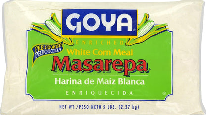 Goya Foods Masarepa Pre-Cooked White Corn Meal, 5 Pound - Case 1