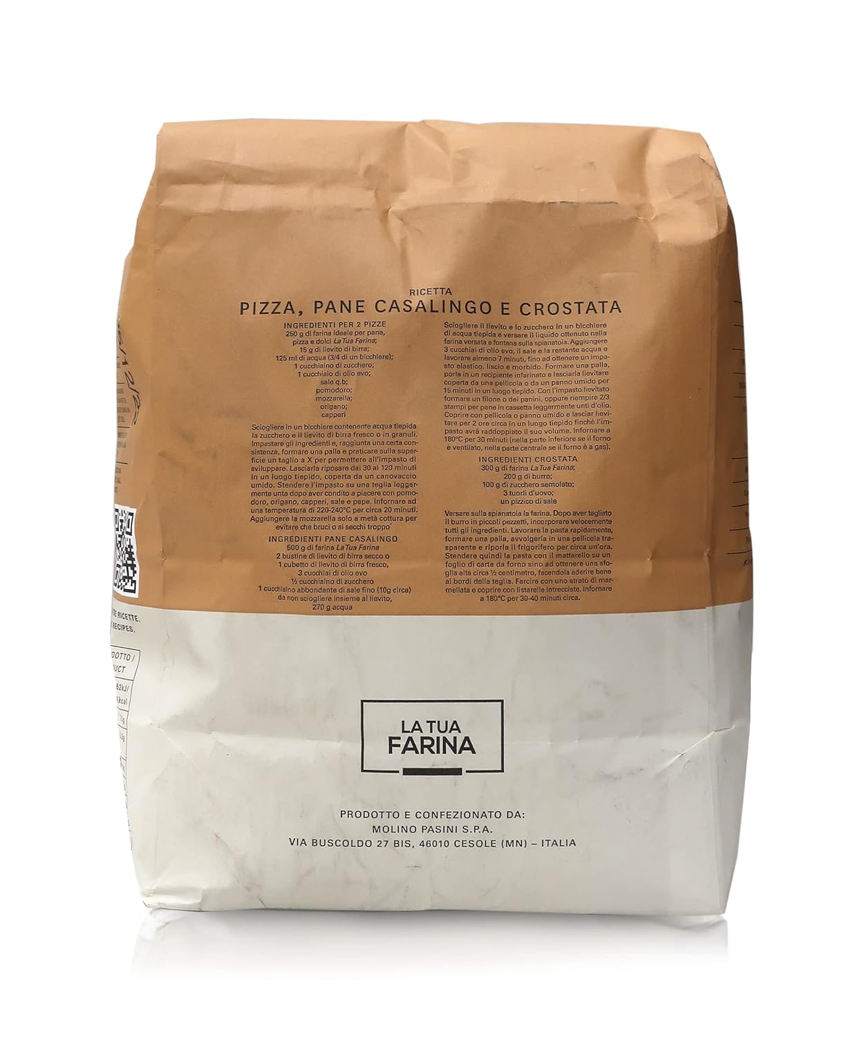 Molino Pasini Soft Wheat Flour Type "0", Ideal for Pizza, Bread and Pastries, 5 Kg / 11 Lb - 1 Case