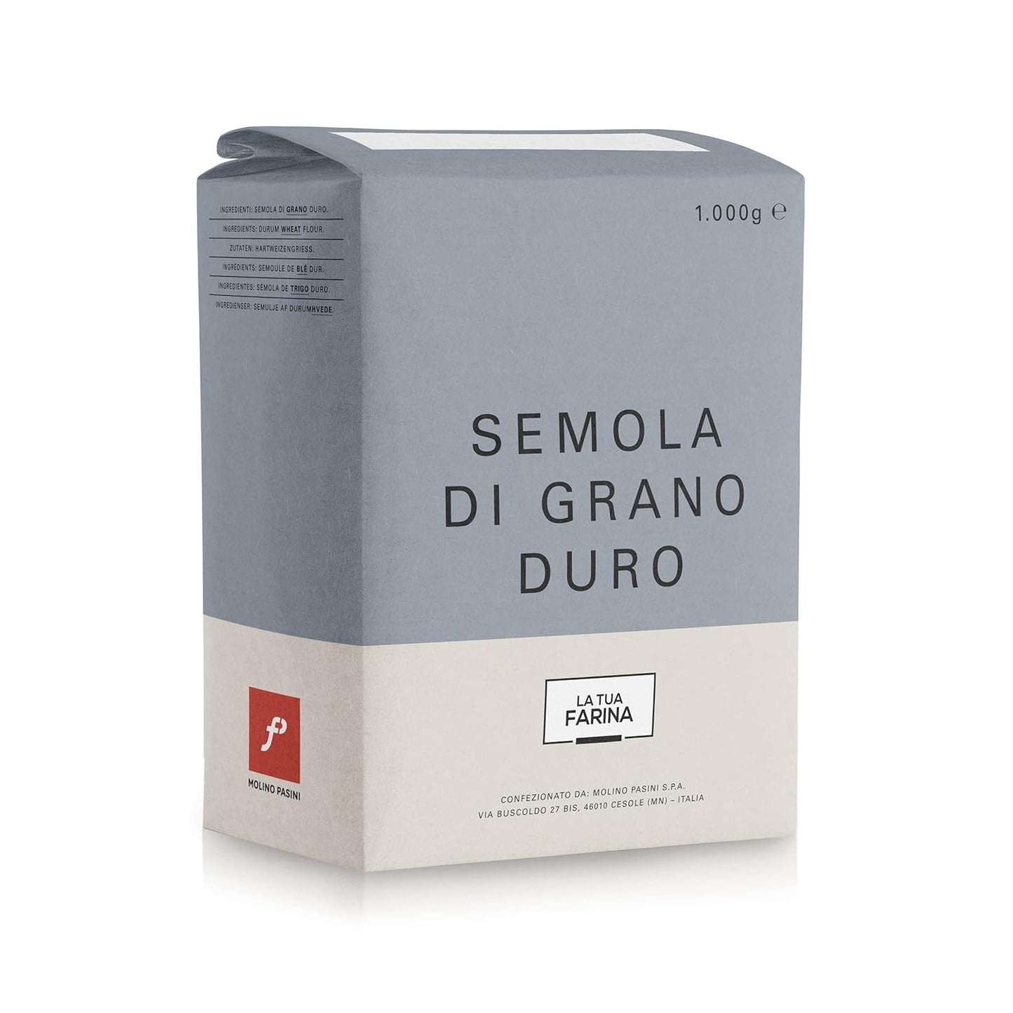 Molino Pasini Durum Semola Flour for Homemade Pasta, 1 Kg / 2.20 Lb - 1 Case