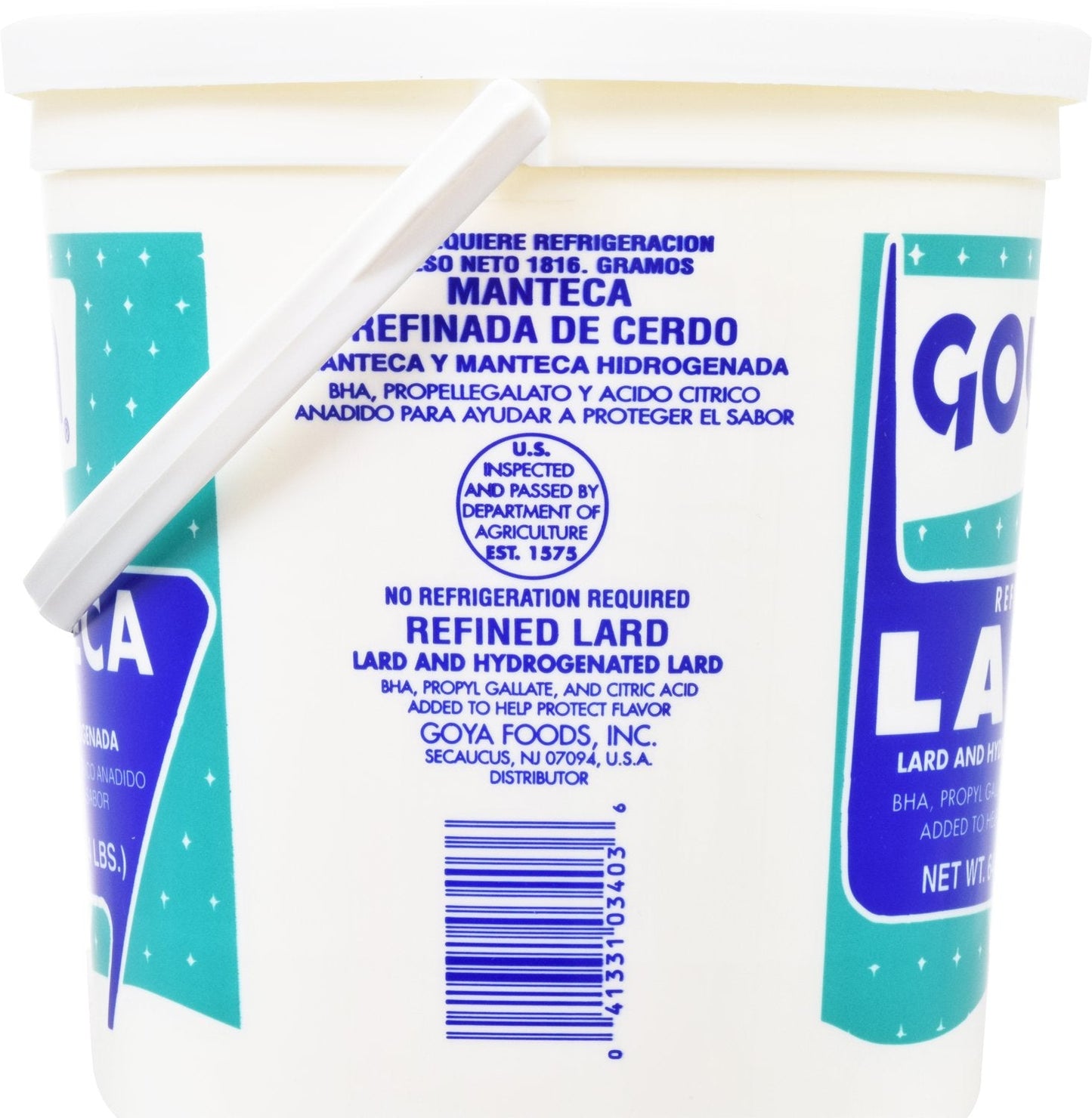 Goya Foods Refined Lard, 4 Pound Tub - Case 1