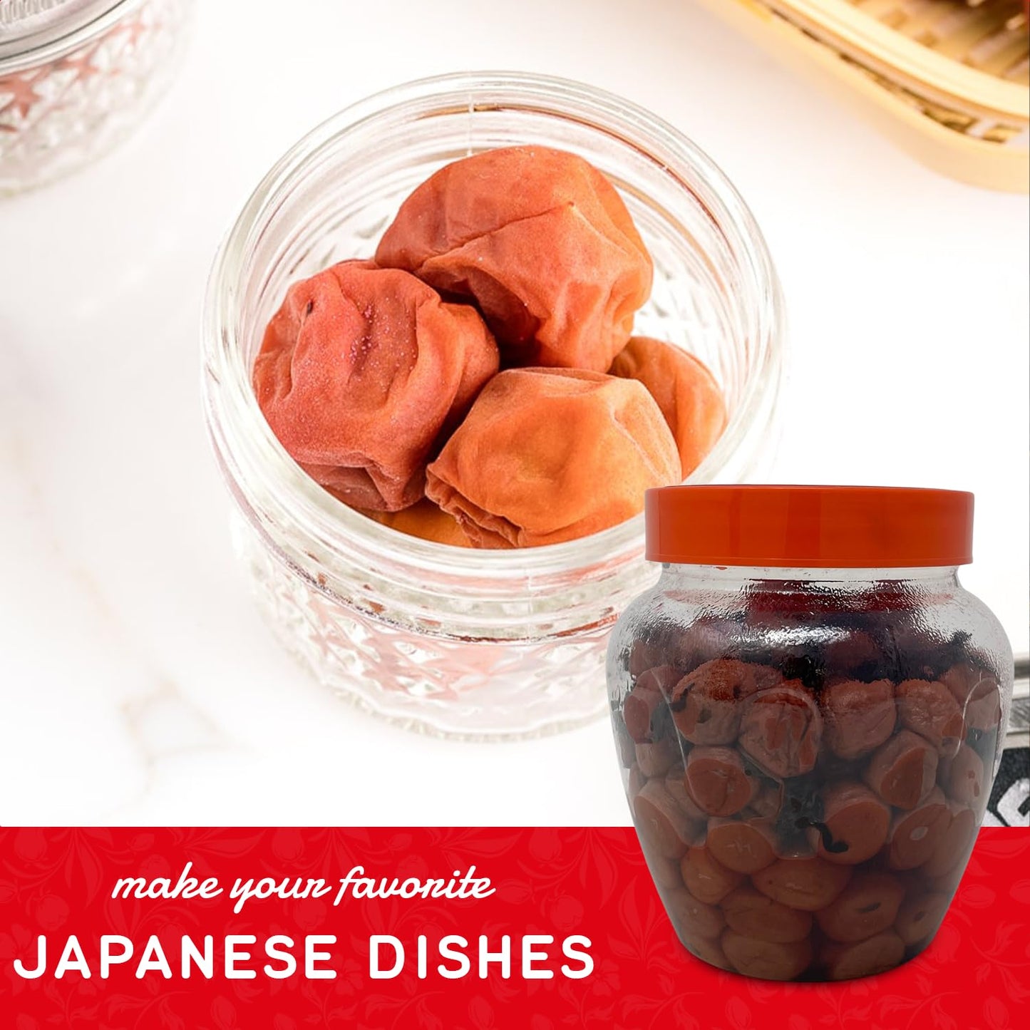 Shirakiku Salted Plums Shiso Ume PET | Japanese Umeboshi Plums for Vinaigrettes, Noodles, Sandwiches, & Rice Balls | High Fructose Syrup, Seasoned Perilla | Pack in 2.2lbs Jar - Case 1