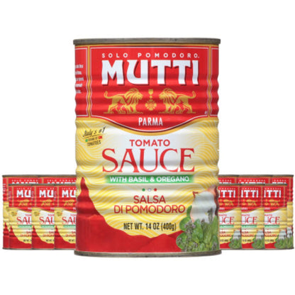 Mutti Tomato Sauce with Basil & Oregano (Salsa di Pomodoro), 14 oz. | Italy’s #1 Brand of Tomatoes | Canned Tomatoes | Vegan Friendly & Gluten Free | No Additives or Preservatives - 1 case