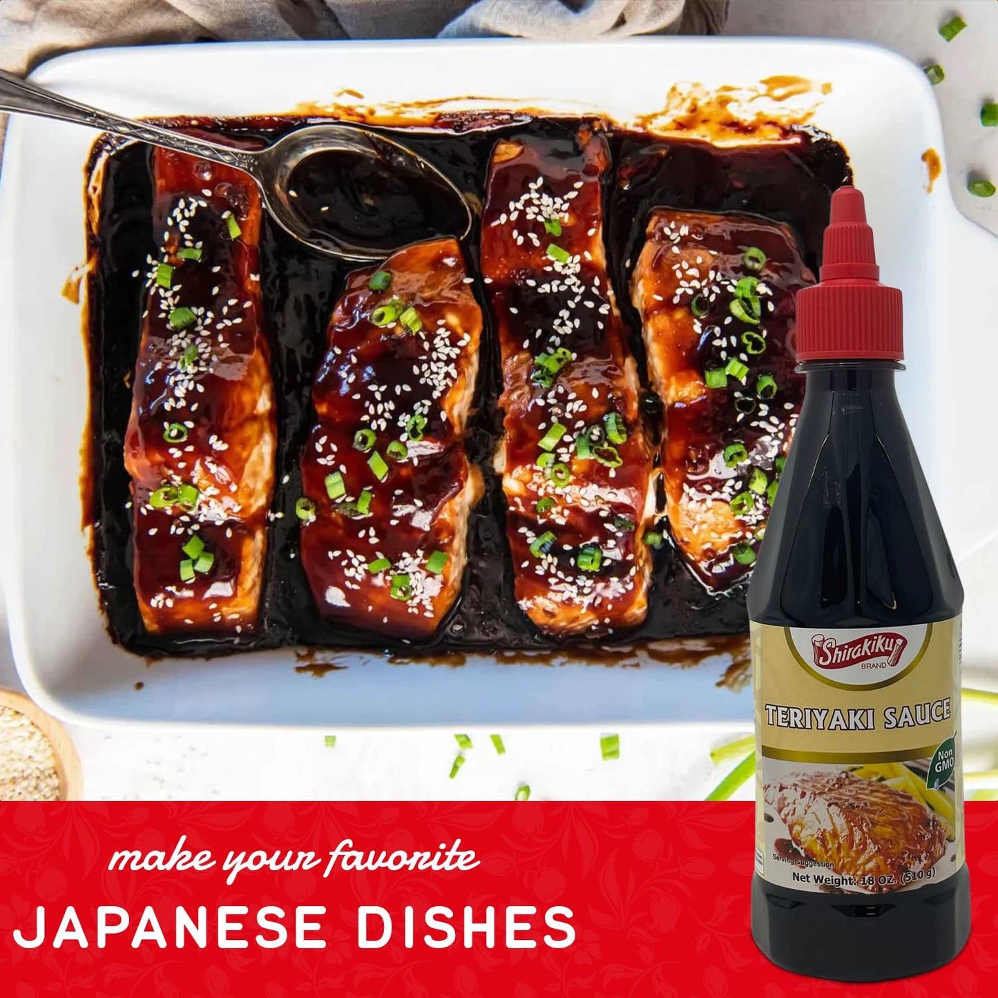 Shirakiku Japanese Teriyaki Sauce | 𝐒𝐰𝐞𝐞𝐭 & 𝐓𝐚𝐧𝐠𝐲 Non-GMO Barbecue Sauce for Stir Fry, Tofu, and Fish | Perfect for Authentic Asian Cuisine, Squeezable bottle - 18 OZ Case 1