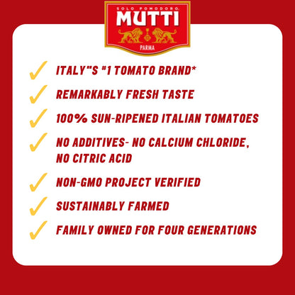 Mutti Finely Chopped / Crushed Tomatoes with Basil (Polpa), 14 oz. | Italy’s #1 Brand of Tomatoes | Canned Tomatoes for Cooking | Vegan Friendly & Gluten Free | No Additives or Preservatives - 1 Case