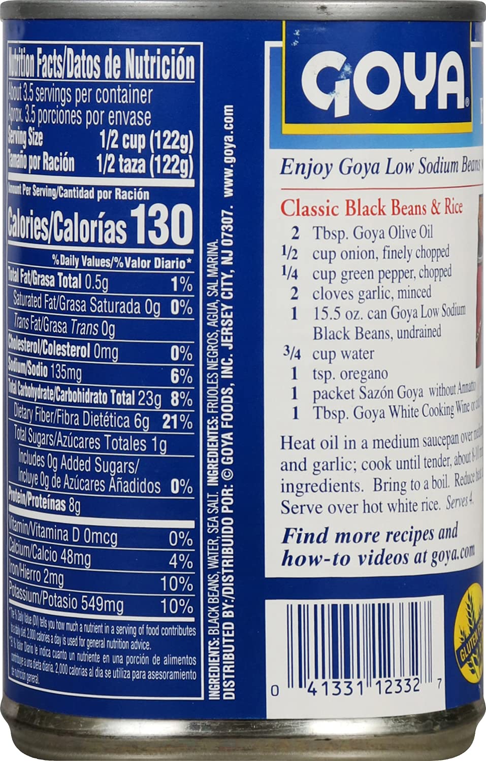 Goya Low Sodium Black Beans, 15.5 Ounce - Case 1