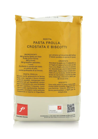 Molino Pasini Soft Wheat Flour Type "00", Ideal for Cakes, Tarts and Pastries, 1 Kg / 2.20 Lb - 1 Case