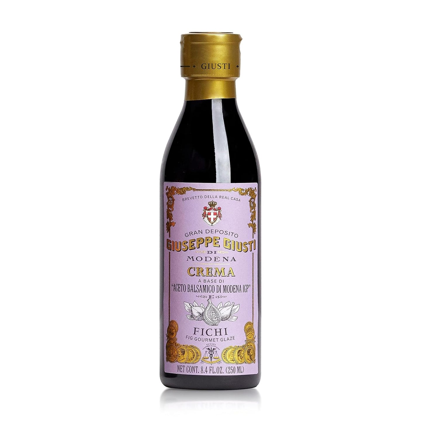 Giuseppe Giusti Fig Balsamic Glaze Reduction of Balsamic Vinegar of Modena IGP - Natural Fig Flavored Balsamic Vinegar Glaze Made with Grape Must and Figs, Imported from Italy 8.45 fl oz (250 ml) - 1 Case