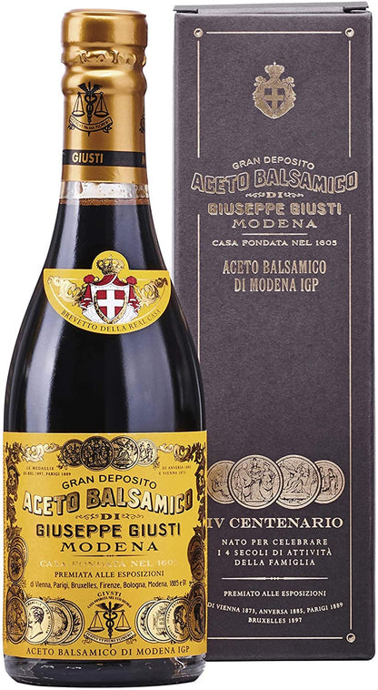 Giuseppe Giusti 4 Gold Medals "Quarto Centenario" Champagnotta In a Gift Box Traditional Balsamic Vinegar of Modena Aged Over 15 Years Old - 250ml - 1 Case