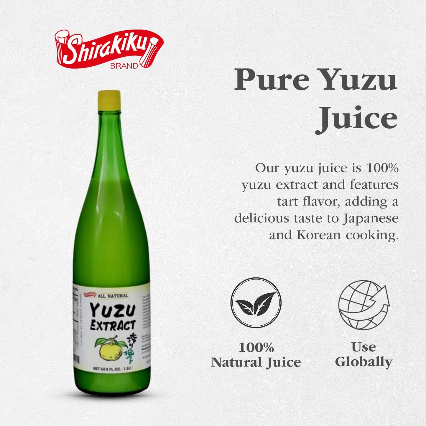 Shirakiku Yuzu Extract | Pure Japanese Yuzu Juice | Versatile Yuzu Extract Used for Baking, Food Flavoring and Asian Drink Mixture | Sweet & Tangy Citrus Flavor | - 60.8 FL Oz - Case 1